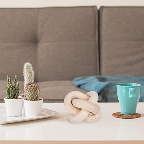Jlong Wood Knot Decor Chain Link Modern Farmhouse Boho Coffee Table Accent - color: Natural