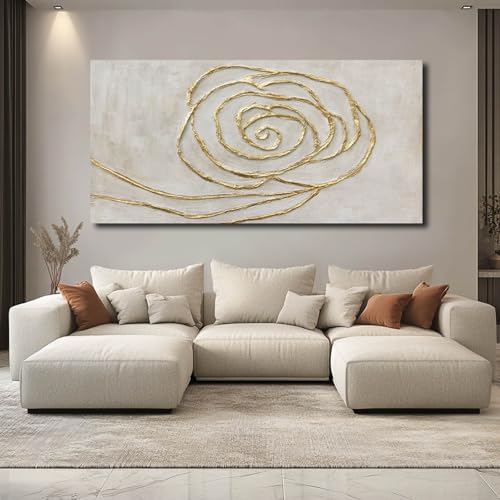 XIANSHOU Abstract Wall Art Pictures Contemporary Wall Hanging Decor Neutral Wall Print 29"x58" Wall Decorations for Living Room Dining Room - color: Gold, size: 58"L x 29"W