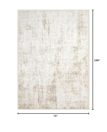 MXSANYOO 6x9 Area Rugs Washable Rug: Abstract Neutral Rugs Modern Non Slip Area Rug Stain Resistant Low Pile Indoor Carpet for Dining Room Bedroom Nursery Office (Beige, 6'x9') - color: Beige, size: 6' x 9' (Rectangular)