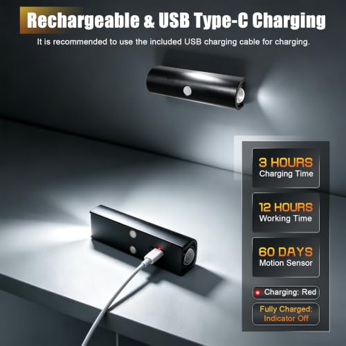 Motion Sensor Wall Light, Magnetic Rechargeable Wall Sconces - color: Black