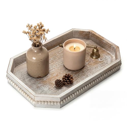 EOSAHR Pine Wood Decorative Tray: Serving Tray for Room Decor, LightNatural - color: Light Nataural