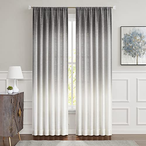 Central Park Ombre Semi Sheer Curtain, Cream White to Grey, 50" Wx108 Lx2 - color: Grey, size: 50"W x 108"L (Pack of 2)