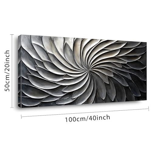LASMOND Abstract Black and White Wall Art for Living Room Modern Canvas Print Painting Lines Flower Floral Large Artwork Bedroom Home Office Wall Décor (40x20 Inches) - color: Black and White Abstract Wall Art (A827), size: 40"L x 20"W