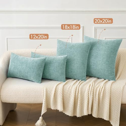 MIULEE Soft Chenille Throw Pillow Covers Aqua Green 16x16 Inch Pack of 2 - color: Aqua Green, size: 16" x 16" (Pack of 2)
