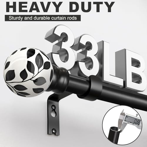 Ceramic Black Curtain Rods for Windows 16 to 88 Inches Drapery Rods - color: Ceramic Black, size: 16"-88"|1 Pack