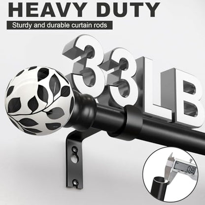 Ceramic Black Curtain Rods for Windows 16 to 60 Inches Drapery Rods - color: Ceramic Black, size: 16"-60"|1 Pack