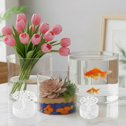 Liotww Unbreakable Acrylic Clear Vase, Wide Mouth Cylinder Plastic Vase - color: XL 3 Clear-e