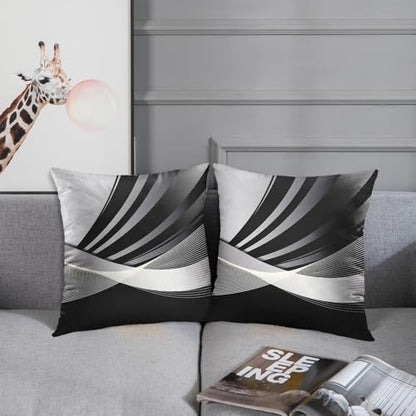 Emvency Throw Pillow Covers Set of 2, 18 x 18 Inch, Abstract Stripes Retro - color: Black and Grey 3, size: 18" x 18" (Pack of 2)