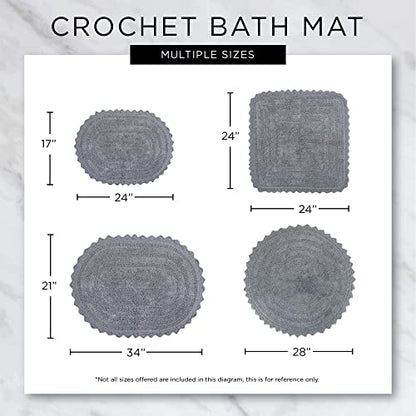DII Crochet Collection Reversible Bath Mat, Large Oval, 21x34, Black - color: Black, size: 1'9" x 2'10" (Oval)