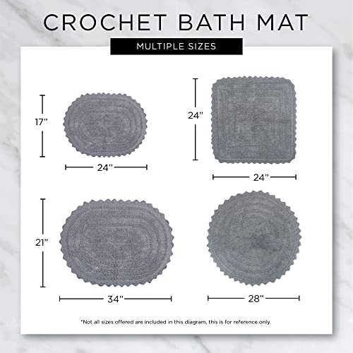 DII Crochet Collection Reversible Bath Mat, Small Oval, 17x24, Gray - color: Grey, size: 1'5" x 2' (Oval)