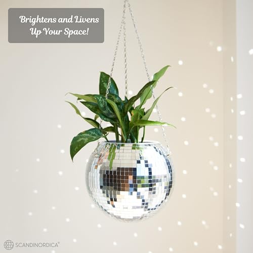 SCANDINORDICA Disco Ball Planter, Value Package, 10-inch Silver - size: 10" Silver