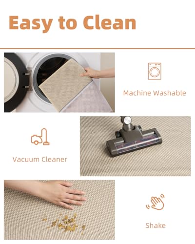 PADOOR Braided Toilet Rugs U Shaped 20x24, Non Slip Toilet Mat, Light Beige - color: Light Beige, size: 20''x24'' U-Shaped