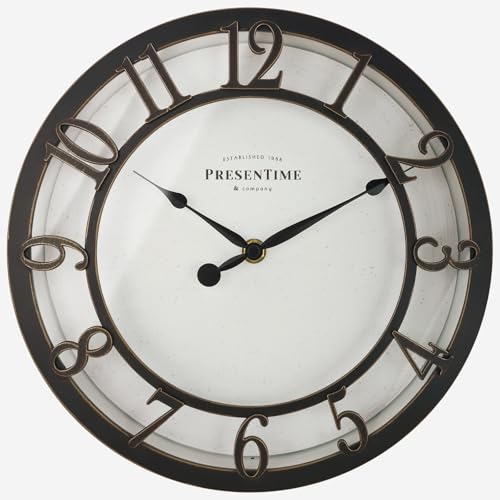 Presentime 10" Farmhouse Series Wall Clock - color: Oil Rubbed Bronze / Antique White, size: 10 inch