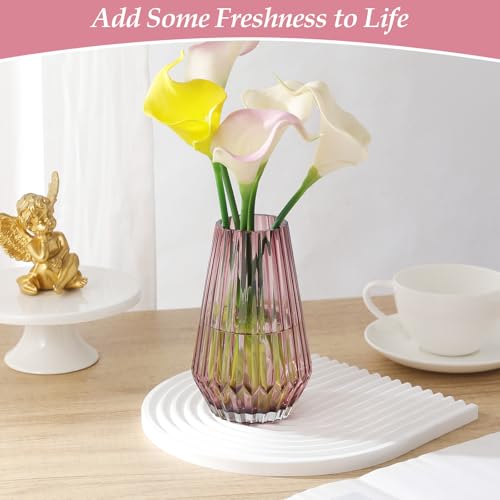 2PACK Glass Flower Vases(Flowers NOT Included),High Diamond Pattern Vases,Large Vases for Flowers,Vintage Vases for Centrepieces,Wedding Decorations,Home Table Flower Decorations - color: Wine Red