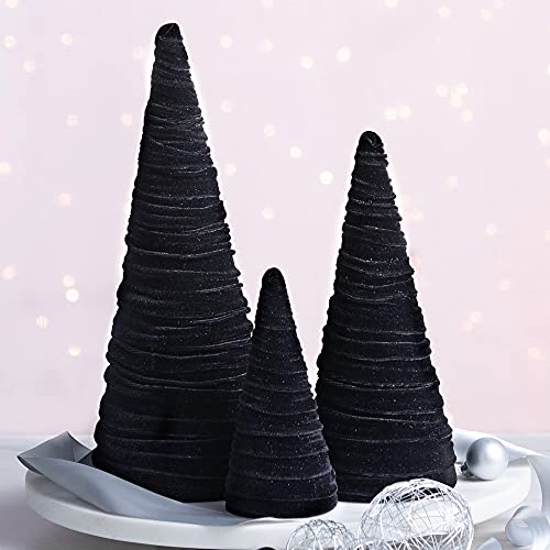 Your Heart's Content Black Velvet Trees Set of 3 (Black) - color: Black
