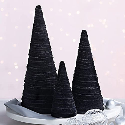 Your Heart's Content Black Velvet Trees Set of 3 (Black) - color: Black