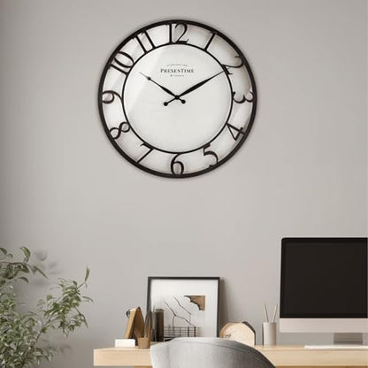 Presentime 21" Farmhouse Series Wall Clock - color: Oil Rubbed Bronze / Antique White, size: 21 inch