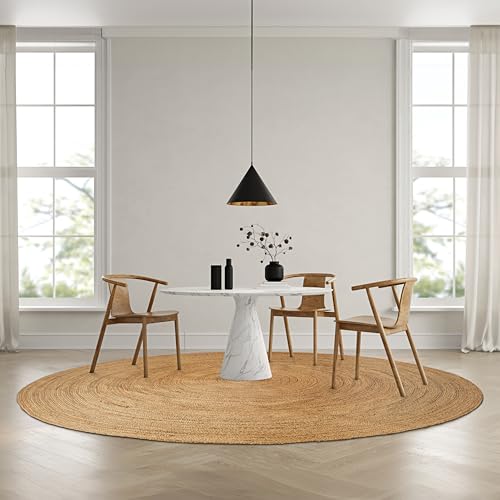 Hausattire Jute Braided Woven Area Rug 8 Feet Round - Natural - color: Natural, size: 8' Round