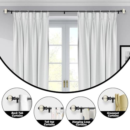 Ceramic Curtain Rods for Windows 48 to 84 Inch 1 Inch Adjustable - color: Black Beige, size: 48"-84"