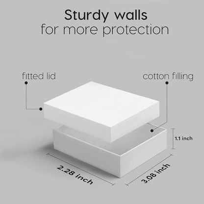 BULK PARADISE 6 Pack Cotton Fill White Cardboard Paper Jewelry Box Gift Size 3.08 x 2.28 x 1.1 Inches Perfect for Small Gifts - color: White