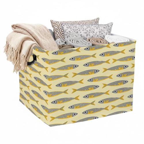 Cute Fish Laundry Hamper, 56L Large Foldable Laundry Basket with Handles, for Family Clothes, Toy Storage Bin, Blankets,Decorative Organizer for Shelves & Closet Home Decor Bedroom & Nursery - color: Cute Fish