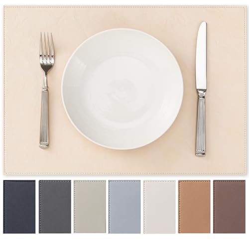 Baroyal Faux Leather Placemats Set of 4 Vinyl Washable Wipeable Table Mats for Kitchen Dining Table Heat Resistant Waterproof Modern Indoor/Outdoor Placemats Non-Slip Easy Clean Place Mats (Nude) - color: B-nude