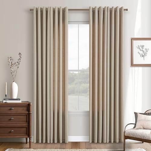 Taupe Neutral Linen Privacy Curtains 84 Inches Long for Living Room - color: Burlywood Birch, size: 52"W x 84"L (Pack of 2)