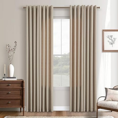 Taupe Neutral Linen Privacy Curtains 84 Inches Long for Living Room - color: Burlywood Birch, size: 52"W x 84"L (Pack of 2)