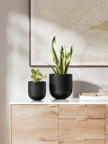 LE TAUCI 8 Inch Ceramic Plant Pot, Indoor Planter, Black - color: Black, size: 8“