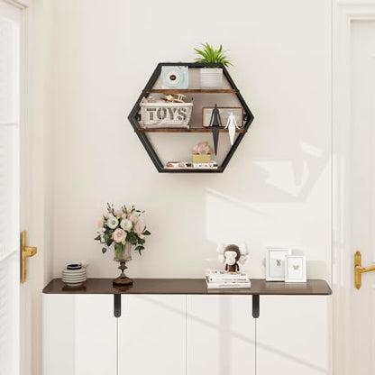 Hexagon Shelves for Wall, Decorative Hexagon Floating Shelves - size: Hexagon