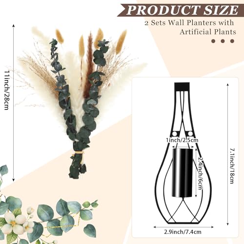 Otoolling Boho Wall Decor Set of 2, Black, Pampas,Eucalyptus - color: Black, style: Pampas,Eucalyptus