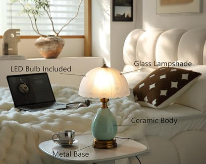 Glivpny 16" Vintage Ceramic Table Lamp for Bedroom,Mushroom Lamps (LD001)