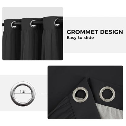 100% Blackout Curtains for Bedroom, Double Layer Black 96" L - color: Black, size: 52"W x 96"L (Pack of 2)