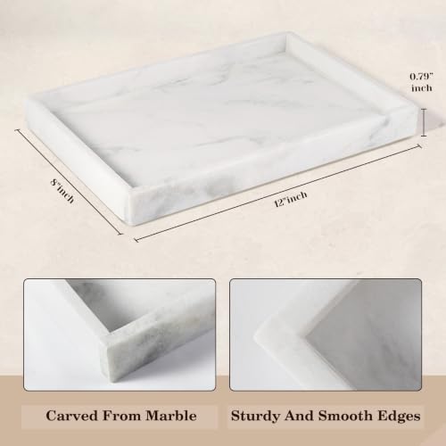 Natural Marble Bathroom Tray, 12"x8" Stone Vanity Decorative Counter Trays - color: 12"x8"-namib Bianco