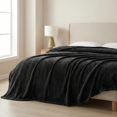 Exclusivo Mezcla Soft Fleece Blanket Queen Size for Bed, Sofa, Black - color: Black, size: Queen ( 90x90 IN )