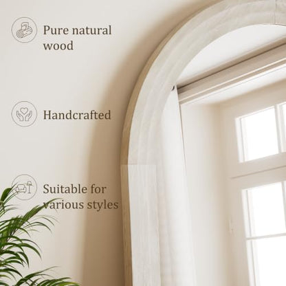 71"x30" Arched Full Length Mirror with White Solid Wood Frame - color: White, size: 71"L x 30"W
