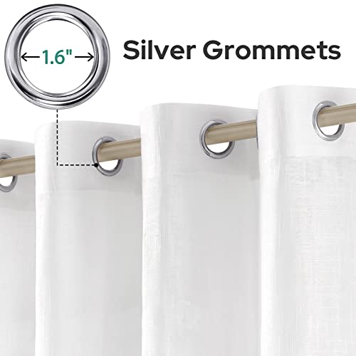 HOMEIDEAS White Sheer Linen Curtains 84 inches Long, 2 Panels Set - color: White, size: 52"W x 84"L (Pack of 2)