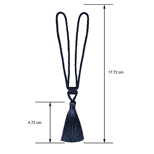 2 Pack Curtain Tiebacks Handmade Tassel Rope Curtain Holdbacks - color: Navy, size: 2p
