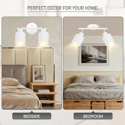BoostArea 2-Light Led Track Lighting,White Ceiling Lighting Fixtures,Wall Sconces Ceiling Spotlight with Foldable Light Arms for Kitchen, Closet, Bedroom,GU10 Socket, Bulbs Not Included - color: 2 light White