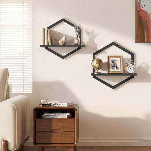 KALYLOC Floating Shelves for Wall, Set of 2 Hanging Shelves for Plants