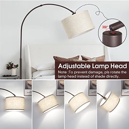 Dimmable Floor Lamp, Arc Floor Lamps with Adjustable Hanging Shade，Brown - color: Brown