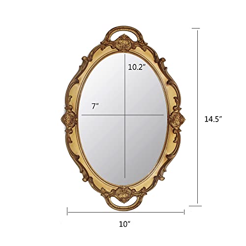 Eaoundm 14.5 x 10 inchs Smallest Oval Antique Mirror (Gold) - color: Gold