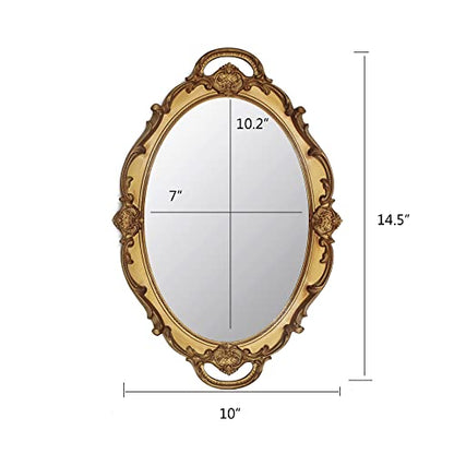 Eaoundm 14.5 x 10 inchs Smallest Oval Antique Mirror (Gold) - color: Gold