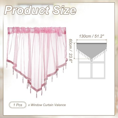 uxcell Window Valance, 51x24 Beaded Sheer Valance Curtains Light Pink - color: Light Pink
