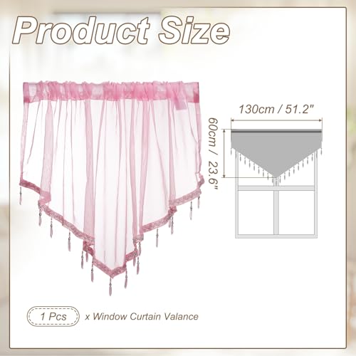 uxcell Window Valance, 51x24 Beaded Sheer Valance Curtains Light Pink - color: Light Pink