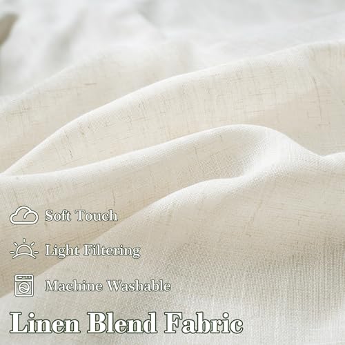 DriftAway Semi Sheer Scalloped Edge Linen Coastal Beach Window Curtains for Living Room Bedroom 2 Panels Rod Pocket Each Size 52 Inch by 96 Inch Loden Green - color: Linen Loden Green, size: 52"W x 96"L (Pack of 2)