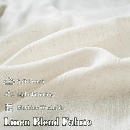 DriftAway Semi Sheer Scalloped Edge Linen Coastal Beach Window Curtains for Living Room Bedroom 2 Panels Rod Pocket Each Size 52 Inch by 96 Inch Loden Green - color: Linen Loden Green, size: 52"W x 96"L (Pack of 2)