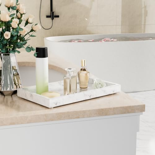 Marble Trays with Anti Slip Foot Pads,11.8x7.9x1.2in,Carrara White - color: Carrara White