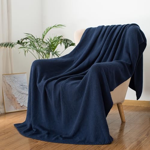 Carriediosa Wool Blend Knit Throw Blanket 50% Recycled Poly 50x60 Navy - color: Indigo Blue, size: 50" X 60"