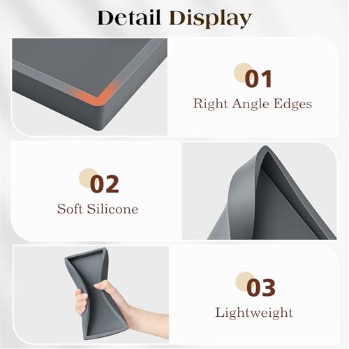 Luxspire 2 Pack Silicone Bathroom Tray 7.9" Vanity Tray, Dark Gray - color: Dark Gray, size: 7.87 × 3.94 × 0.79 in